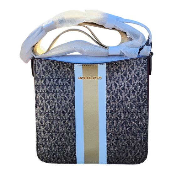 Michael Kors Jet Set Small North South Stripe Signature Logo Crossbody Bag - Picture 9 of 10